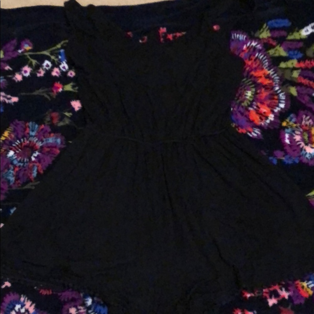 Hollister Open back black fringe romper